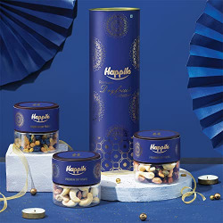 HAPPILO DRY FRUIT CELEBRATION GIFT TIN BOX MACAW 285G, IDEAL FOR DIWAL