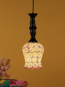MFD HOME FURNISHING White & Black Glass Quirky Hanging Lamp