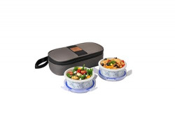 CELLO Opalware Mosaic Rose Lunch Box with Jacket | Leak-Proof & Therma