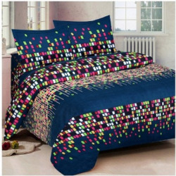 PANIPAT TEXTILE HUB 140 TC MICROFIBER DOUBLE 3D PRINTED FLAT BEDSHEET(