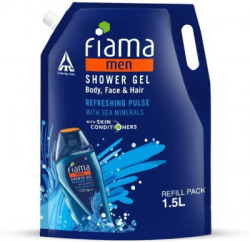 FIAMA MEN BODY WASH SHOWER GEL REFRESHING PULSE VALUE POUCH, FOR MOIST