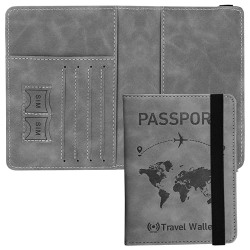 DAHSHA GREY RFID BLOCKING PU LEATHER TRAVEL PASSPORT HOLDER COVER TRAV