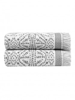 MYTRIDENT GREY 2 PIECES PRINTED COTTON 500 GSM HAND TOWELS
