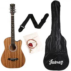 JUREZ ACOUSTIC GUITAR, 38 INCH CUTAWAY, 038C WITH BAG, STRINGS, PICK A
