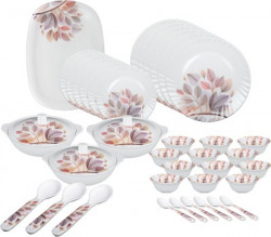 Hamlay Pack of 40 Melamin Abstract Dinner Set(Beige, White)