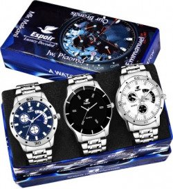 Espoir Combo ES109 Espoir Bahu Chronograph Pattern Combo of 3 watches