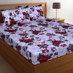 LA MANTTA 144 TC COTTON DOUBLE 3D PRINTED FLAT BEDSHEET(PACK OF 1, BLA