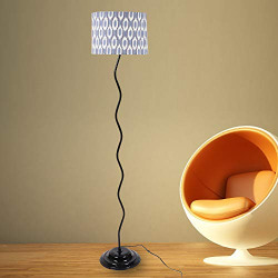 TU CASA TC-109 IKAT PRINTSHADE WITH METAL BASE FLOORLAMP (B-22 - BRASS