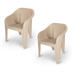 SUPREME FUTURA PLASTIC CHAIRS FOR HOME AND OFFICE (SET OF 2, DARK BEIG