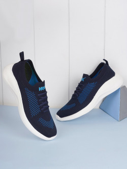 HRX BY HRITHIK ROSHAN MEN NAVY BLUE & WHITE TEXTURED CONTRAST SOLE SLI