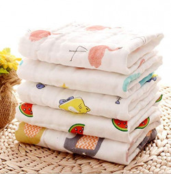 MOM CARE MUSLIN COTTON FACE TOWELS FOR NEWBORN BABY EXTRA SOFT HANKIES