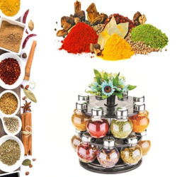 Suzec Multipurpose Revolving Plastic Spice Rack Set (16pcs) Revolve 36
