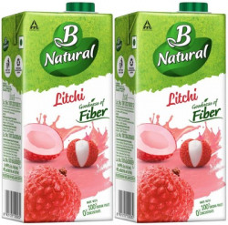 B Natural Litchi Juice, Goodness of fiber, Vitamin C & E(2 x 1 L)