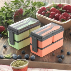 PORSLIN COMBO OF 2 PISTA AND ORANGE LUNCH BOX WITH SPOON AND FORK OFFI