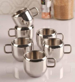 ABHAY ENTERPRISES PACK OF 6 STAINLESS STEEL DOUBLE WALL APPLE SHAPED T