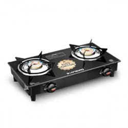 Longway Furn Glass Top, 2 Burner Auto Ignition Glass Gas Stove (Black,