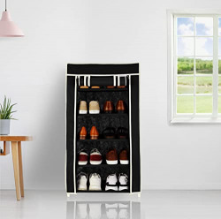 AMAZON BRAND - SOLIMO FOLDABLE SHOE RACK, 5 LAYER, BLACK, PREMIUM, ALL