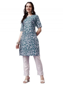 LOOKMARK WOMEN'S FLORAL PRINTED CREPE STRAIGHT KURTA||AZ-LM-P1-K1126-X