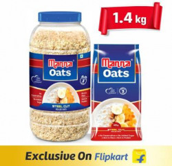 Manna (1kg x 1 Jar and 0.4kg x 1 Pouch)|Steel Cut Rolled Oats Plastic