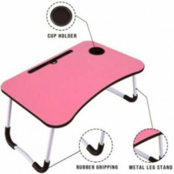 FurniGully Wood Portable Laptop Table(Finish Color - PINK, Pre Assembl