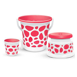 MILTON PLASTIC DUPLEX SPA 3 PIECE SET, RED | 20 LITRES BUCKET WITH MUG