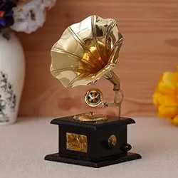 JaipurCrafts Brass Vintage Gramophone Showpiece for Home and Living Ro