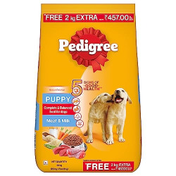 PEDIGREE PUPPY DRY DOG FOOD, MEAT & MILK FLAVOUR, 20 + 2 KG FREE, COMP