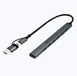 ZEBRONICS 700HB Type C Multiport Adapter with 7 USB Ports, Aluminum Bo