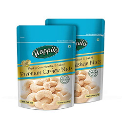 HAPPILO PREMIUM ROASTED AND SALTED CASHEWS 200 G (PACK OF 2) | FRESHLY