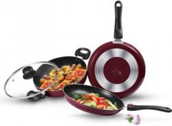 MILTON PRO COOK KITCHEN PRIDE COOKWARE SET(FRY PAN, KADHAI WITH LID &