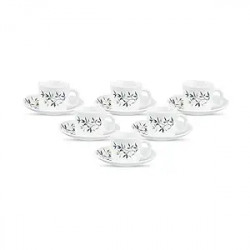 LA OPALA, MELODY COLLECTION, OPAL GLASS COFFEE CUP & SAUCER SET REGULA