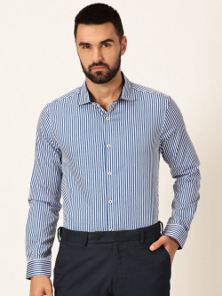 THOMAS SCOTT PREMIUM STRIPED SPREAD COLLAR LONG SLEEVES FORMAL SHIRT S