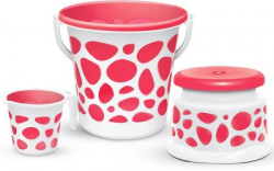 MILTON Plastic Duplex Spa 3 Piece Set, Red | 25 Litres Bucket With Mug