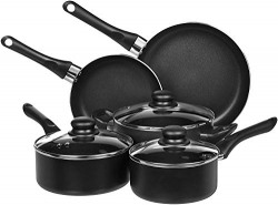 AMAZON BASICS 8-PIECE NON-STICK COOKWARE SET| 2-WAY 3 LAYER NON-STICK