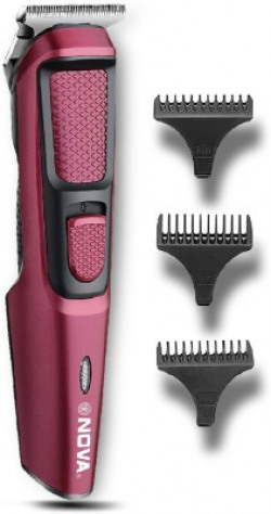 NOVA NHT 1134 Trimmer 120 min Runtime 4 Length Settings(Black, Maroon