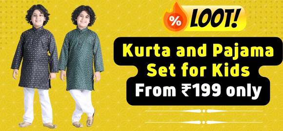 Flipkart Loot deal - 💥 AJ Dezines Boys Festive and Party Kurta and Pyjama Set Starting Rs. 199
