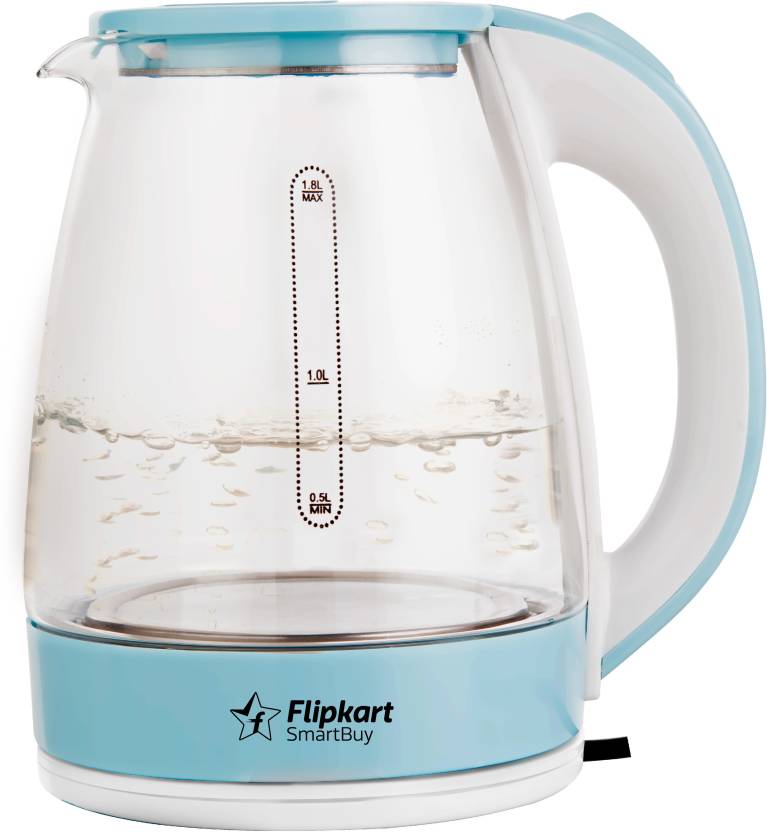 Flipkart SmartBuy Glass Electric Kettle (1.8 L, Silver, Blue)