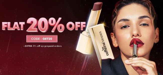 Lip Shades: Flat 20% OFF + Extra 5% OFF on Prepaid order