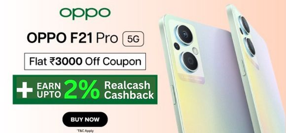 Get Flat Rs.3000 Off Coupon Code for OPPO F21 Pro 5G + Extra 10% Instant Discount (Upto Rs 2500) on ICICI Bank Cards