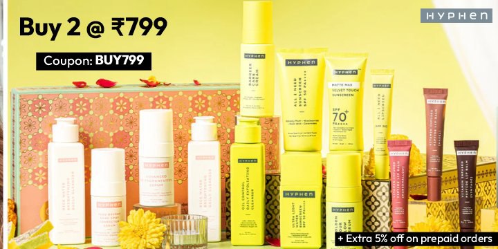 Get 2 Hyphen Products at ₹799 + Extra 5% off on prepaid orders☺️