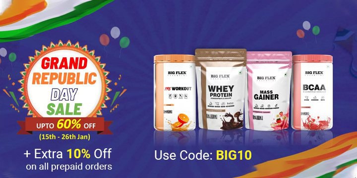 Republic Sale: Up To 60% Off π Whey up to 60% off on your proteins from Bigflex & Extra 10% off on all your prepaid orders π€