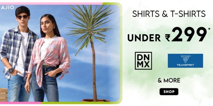 Ajio Loot - Shirts & T-Shirts Under Rs.299 😍