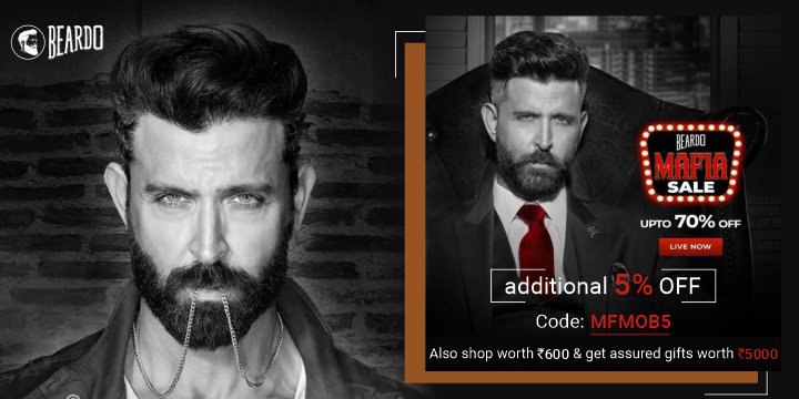 Mafia Sale is Back - Up To 70% Off on your Beardo products & Additional 5% Off + Also get gifts worth ₹5000 on orders ₹600 🤑