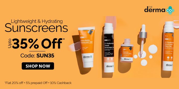 Flat 20% off & 5% prepaid off on your sunscreen & Extra 10% cashback on your orders 🤑