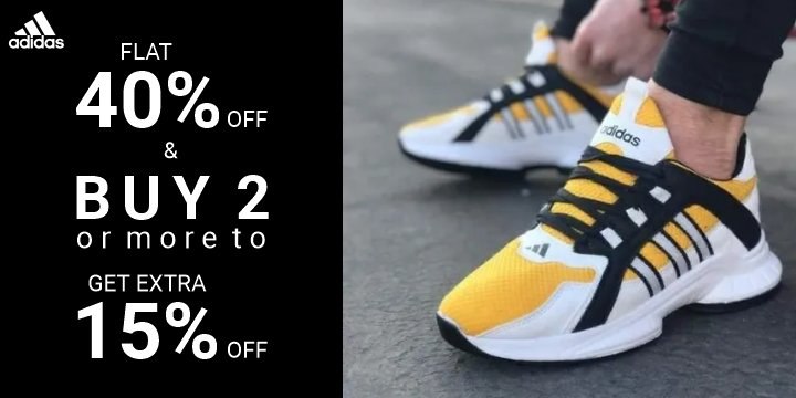 Flat 40% Off sitewide & For extra 15% off buy 2 or more Adidas wear 🤑