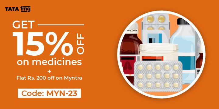 15% Off On Meds & Flat โน200 Off On Myntra ๐ On your Health care, get 15% off on 1mg meds & Flat โน200 off on Myntra