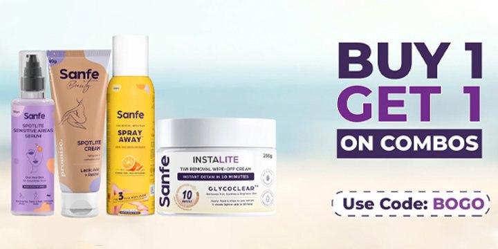 Shop from Sanfe Combo collection & Add any 2 combos to your cart to get 1 of them for free use code to avail your offer ππ»