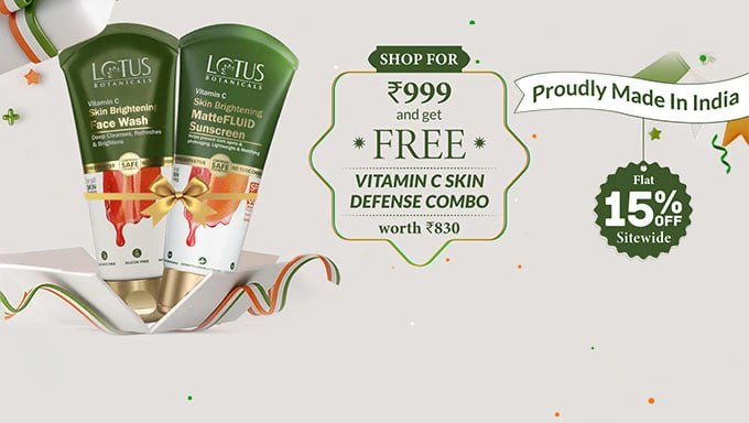 Flat 15% OFF + SHOP FOR Rs.999 and get FREE. VITAMIN C SKIN DEFENSE COMBO worth Rs.830 π