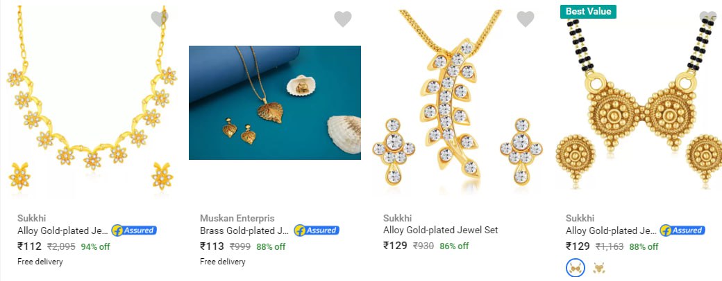 Sukhi Gold Plated jewellery sets Starting From Rs 112