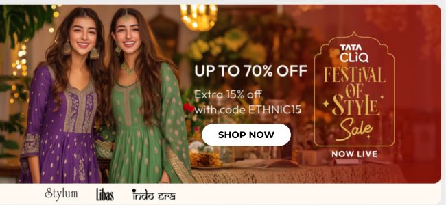 Upto 70% OFF on Ethnic Styles + Extra 15% OFF